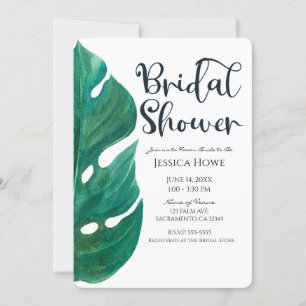 Wit & Groen Tropisch blad Klasse Bruidsdouche Kaart