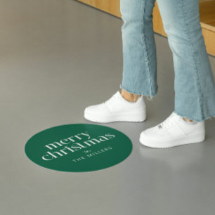 Wit Groen Vrolijk Kerstfeest Retro Typografie Ronde Sticker