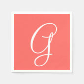 Wit groot elegant monogram | Pastel rood Servet (Voorkant)