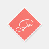 Wit groot elegant monogram | Pastel rood Servet (Hoek)