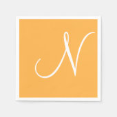Wit groot elegant monogram | Pastel Sinaasappel Servet (Voorkant)