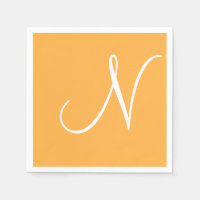 Wit groot elegant monogram | Pastel Sinaasappel