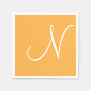 Wit groot elegant monogram Pastel Sinaasappel Servet