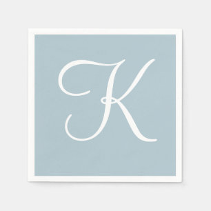 Wit groot elegant monogram   Pastelblauw Servet