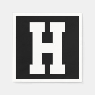 Wit Groot modern Initiaal   Zwart Servet