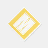 Wit Groot Modern Monogram | Mosterdgeel Servet (Hoek)