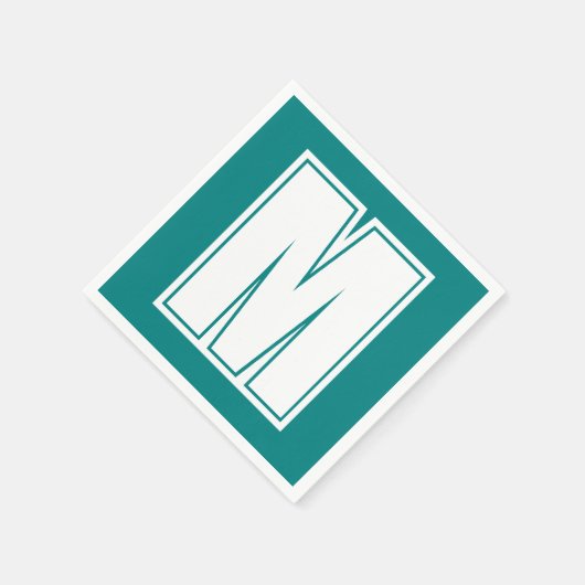 Wit Groot Modern Monogram | Smaragdgroen Servet (Hoek)