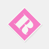 Wit Groot Stijlvol Monogram | Neon Pink Servet (Hoek)