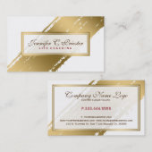 Wit & Grunge Gouden Streep Modern Ontwerp Visitekaartje (Voorkant / Achterkant)