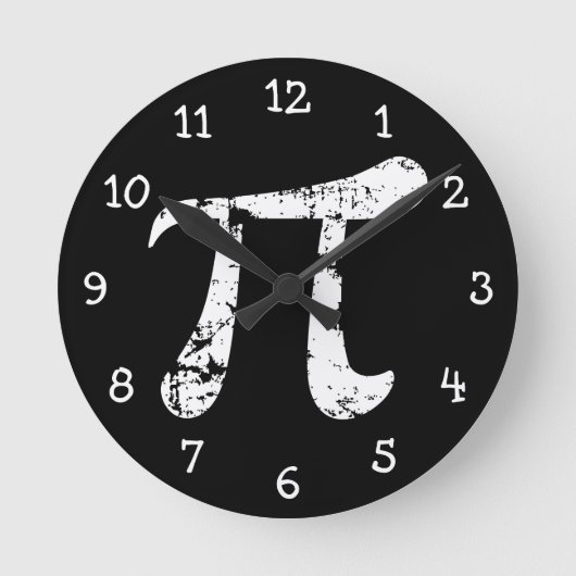 Wit Grunge Pi-symbool Ronde Klok (Voorkant)
