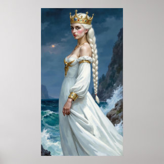 Wit haar anime fantasy koningin poster