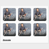 Wit handgeschreven verloop script moderne foto vierkante sticker (Vel)