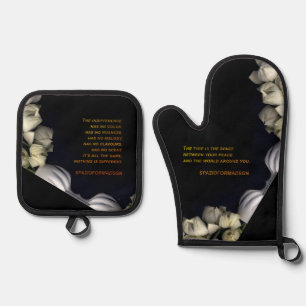 "Wit hart in zwart van maan" & Onverschilligheid Ovenwant & Pannenlap Set