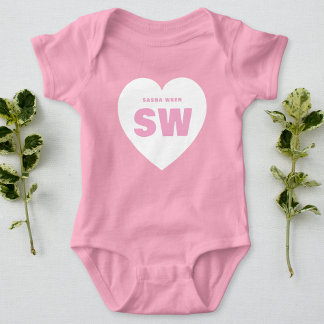 Wit Hart Monogram Wit Roze Baby Set Custom Romper