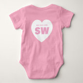 Wit Hart Monogram Wit Roze Pasgeboren Baby Set Cus Romper (Achterkant)