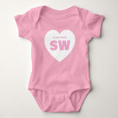 Wit Hart Monogram Wit Roze Pasgeboren Baby Set Cus Romper (Voorkant)