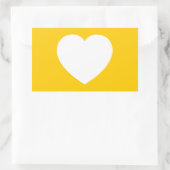 Wit hart op goud rechthoekige sticker (Tas)