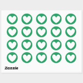 Wit hart op Kelly green Ronde Sticker (Vel)