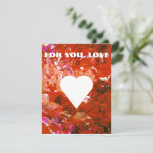Wit hart op rood aanpasbare platte Valentijnskaart