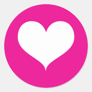 Wit hart op roze achtergrond ronde sticker