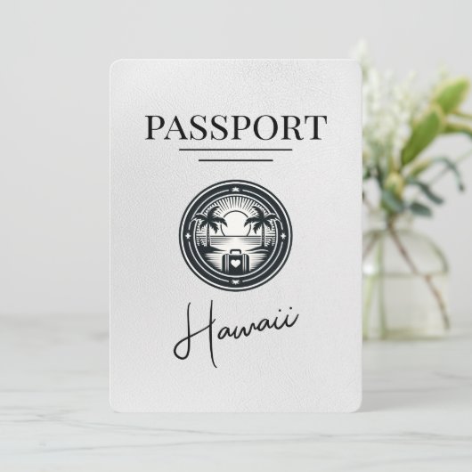 Wit Hawaii paspoort Bewaar de datum Save The Date (Staand voorkant)