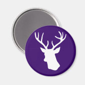 Wit hertenhoofd silhouet - donker Paarse Magneet (Voorkant / Achterkant)