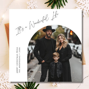 Wit Het is een Prachtig leven Christmas Arch Foto Feestdagenkaart