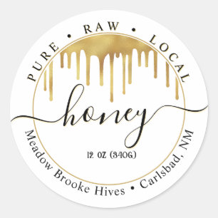 Wit Honing Label Gouden Drips en Decoratief Letter