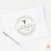 Wit honingetiket met  koningin ronde sticker (Envelop)
