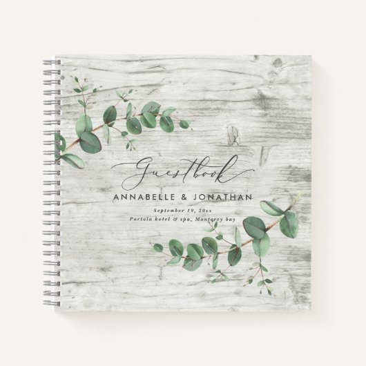 wit hout eucalyptus rustig eenvoudig gastenboek notitieboek (Voorkant)