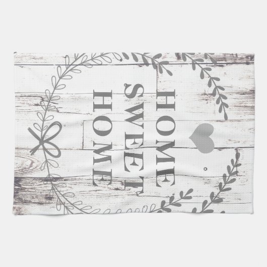 Wit Hout Rustieke Boerderij Thuis Sweet Home Aange Theedoek (Horizontaal)