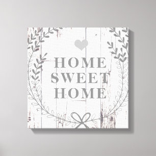 Wit Hout Rustieke Boerderij Thuis Sweet Home Canvas Afdruk