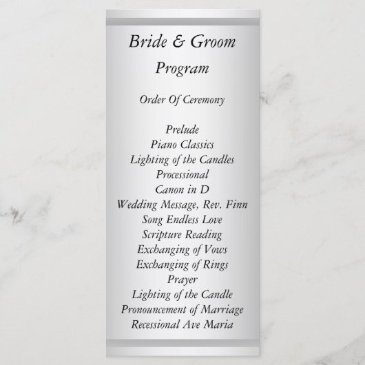 Wit Huwelijksprogramma Programma (Voorkant)