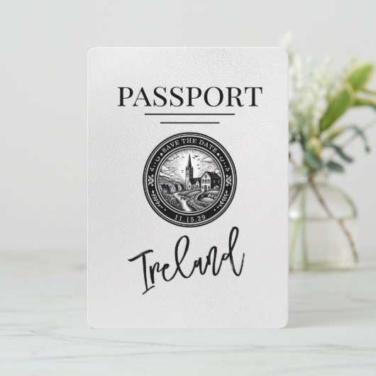 Wit Ierland paspoort Bewaar de datum Save The Date (Staand voorkant)