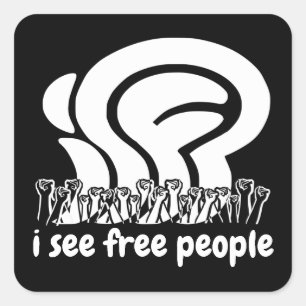 wit isfp Ik Zie Vrije Mensen Opgeheven Vuisten Vierkante Sticker
