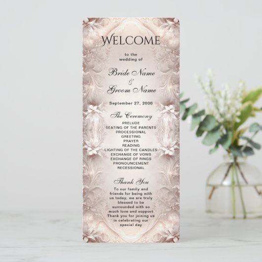 Wit Ivoor Bloemen Trouwprogramma Programma (Staand voorkant)