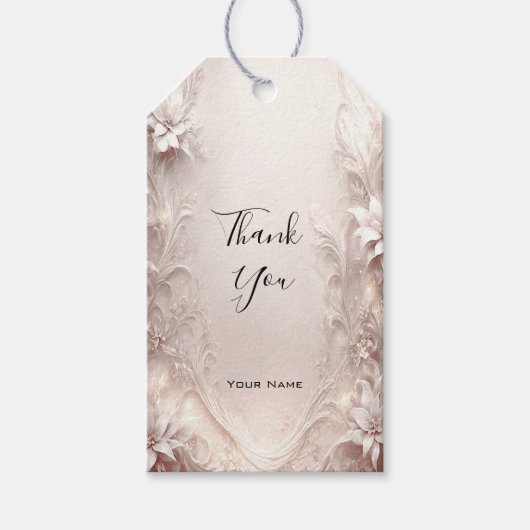 Wit Ivoor Floral Gift Label Cadeaulabel (Voorkant)