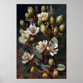 Wit Jojoba Bloemkunst Print Poster