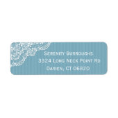 Wit Kant Blauwe Strepen Gepersonaliseerd Adreslabe Etiket (Voorkant)