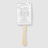 Wit Kant Katholiek Monogrammed Trouwprogramma Handwaaier (Voorkant)
