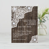 wit kant op oude houten bruiloft kaart (Staand voorkant)