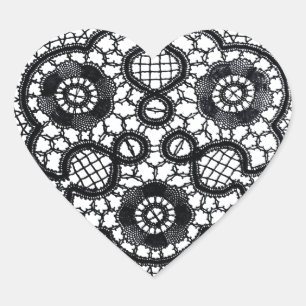 Wit Kant op zwart (hartvormige Stickers) Hart Sticker