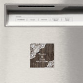  wit kant, oude houten bruiloft Save the Date Magneet (Insitu (Vaatwasser))