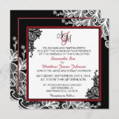 Wit Kant Zwart Modern Gothic Huwelijksuitnodiging Kaart (Voorkant / Achterkant)