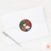 wit kat kerst ronde sticker (Envelop)