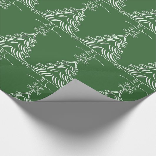 Wit kerstboompapier Elegant Wrapping Paper Cadeaupapier (Hoek)