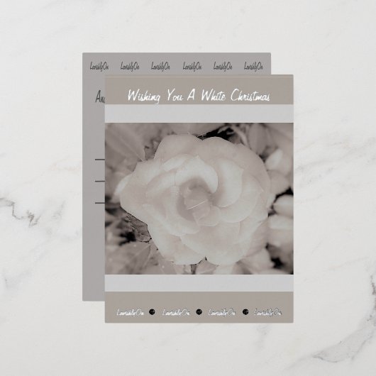 Wit kerstfeest, geschikt voor Roos Folie Feestdagen Briefkaart (Voorkant / Achterkant)
