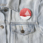 Wit kerstfeest ronde button 5,7 cm (In situ)