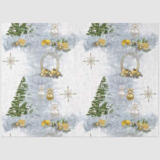 Wit kersthuwelijk Herhaaldesign Tissuepapier (Voorkant)