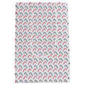 Wit Kerstmis Candy Cane Naadloos Patroon Medium Cadeauzakje (Achterkant)